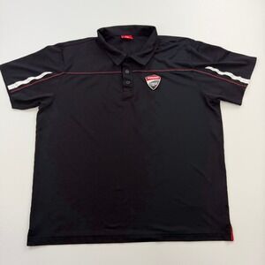 Ducati Corse Polo Shirt Mens Large Black Red Logo Short Sleeve Motorcycle Racin